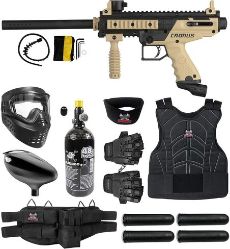 Maddog Tippmann Cronus Basic Paintball Gun Marker and Accessory Starter Packages [HPA] | Marker, 48ci/3000psi Compressed Air Tank, Mask, Hopper, Pods, Harness & Protective Gear Options in Kuwait