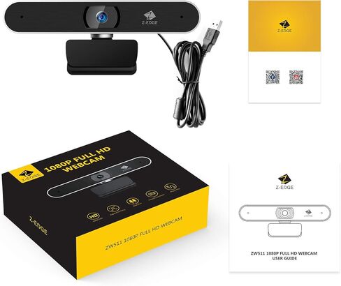كاميرا ويب Z-Edge ZW511 1080P FHD، كاميرا بث مباشر مع ميكروفون ستيريو، التوصيل والتشغيل، كاميرا ويب USB لسطح المكتب أو الكمبيوتر المحمول لمكالمات الفيديو وتسجيلها على شاشة عريضة in Kuwait