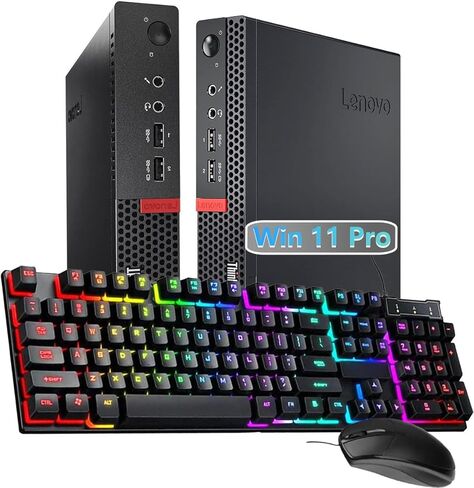 كمبيوتر لينوفو ثينك سنتر M710Q ميني تايني بيزنس المكتبي، ويندوز 11 برو، كور i5-6500، ذاكرة وصول عشوائي 8 جيجا، 256 جيجا اس اس دي، لوحة مفاتيح، ماوس، منفذ عرض، واي فاي (متجدد) in Kuwait