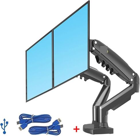 حامل شاشة، F160 Gas Spring 360 درجة سطح المكتب 17 بوصة - 27 بوصة ذراع حامل شاشة مزدوج مع حامل شاشة USB3.0 تحميل 2-9 كجم لكل منهما مع اثنين USB3.0-1 in Kuwait