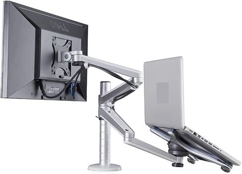 حامل شاشة، حامل شاشة LCD للوسائط المتعددة بذراع مزدوج مقاس 27 بوصة + حامل كمبيوتر محمول وحامل للطاولة بحركة كاملة وشاشة مزدوجة وحامل ذراع in Kuwait