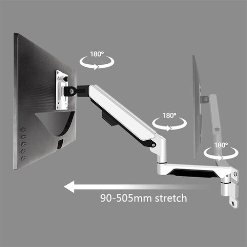 Monitor Arm Single Monitor Mount Arm Fits 10-32 Inch Screens Within 19.8 Lbs, Single Monitor Wall Mount Full Motion Gas Spring Monitor Arm with Mount, White Monitor Mount in Kuwait