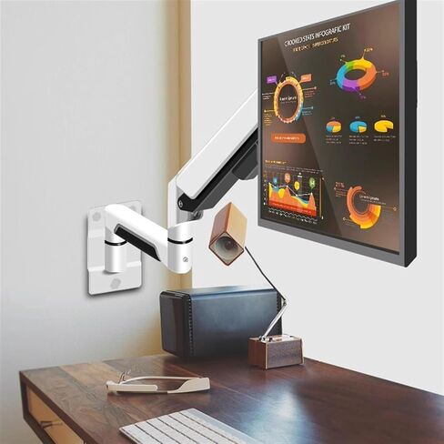 Monitor Arm Single Monitor Mount Arm Fits 10-32 Inch Screens Within 19.8 Lbs, Single Monitor Wall Mount Full Motion Gas Spring Monitor Arm with Mount, White Monitor Mount in Kuwait