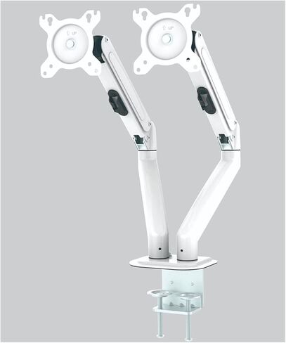 Screen Stand, Dual Monitor Desktop Mount Bracket for 13 to 27-Inch LCD Screens Rotate & Tilt Adjust Two-Arm Desk Stand Support-Bianco-1 in Kuwait