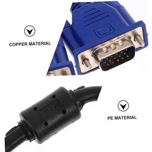 Gatuida 2pcs Multifunctional Vga Data Cable with Pe Outer Cover Heat Resistant Computer Monitor Cable for Laptop Projector Tv Durable Interference Vga Connector Cord in Kuwait