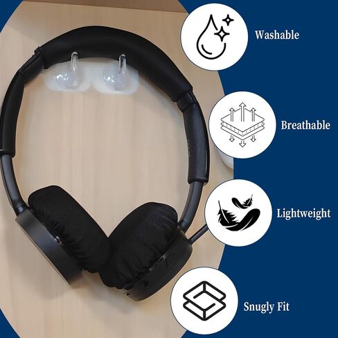 Luomorgo 10 Pcs/5 Pairs Headphone Ear Covers, Fit 9-11 cm Over-Ear Headphones, Washable Stretchable Sweat Covers for Gym, Libraries, Office (Black) in Kuwait