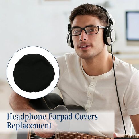 Luomorgo 10 Pcs/5 Pairs Headphone Ear Covers, Fit 9-11 cm Over-Ear Headphones, Washable Stretchable Sweat Covers for Gym, Libraries, Office (Black) in Kuwait