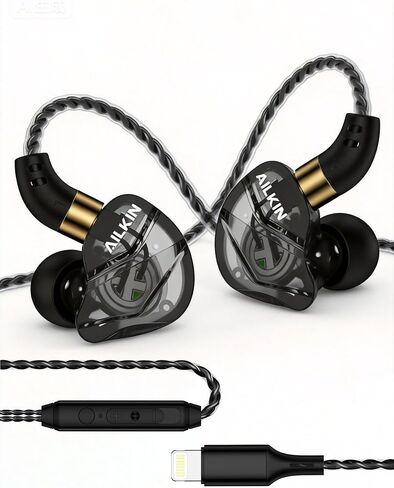 Lightning Earbuds for iPhone, Wired Headphones with Microphone & Volume Control, Noise Isolating Stereo Earphones Compatible with iPhone 14 13 12 11 Pro Max XR SE, Over Ear Earphones for Music Gaming in Kuwait