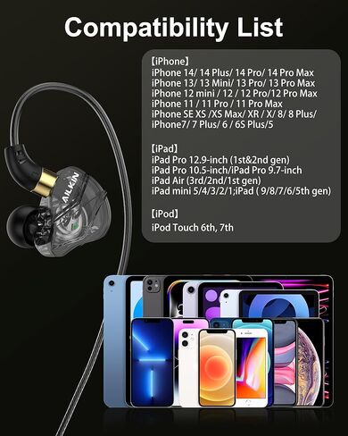 Lightning Earbuds for iPhone, Wired Headphones with Microphone & Volume Control, Noise Isolating Stereo Earphones Compatible with iPhone 14 13 12 11 Pro Max XR SE, Over Ear Earphones for Music Gaming in Kuwait