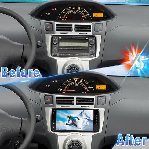 Android 14 Double Din Car Stereo Upgrade Radio for Toyota Yaris 2007 2008-2011,7" Touchscreen Wireless Carplay Android Auto GPS WiFi Bluetooth RDS DSP SWC Mirrorlink Mic Backup Camera in Kuwait