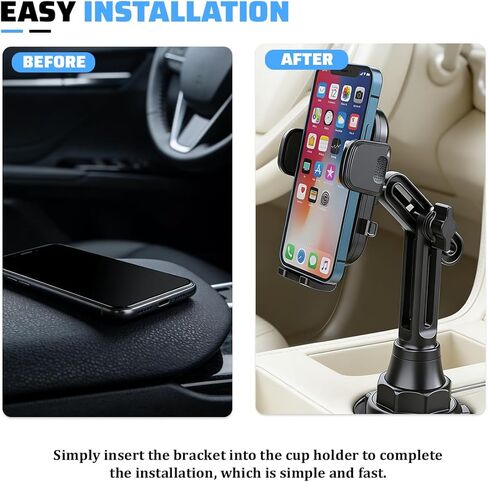 Car Cup Phone Holder, 360° Rotation Adjustable Vehicle Cup Cell Phone Mount with Expandable Base, Automotive Interior Smartphone Holder, Universal for SUV RV Truck in Kuwait