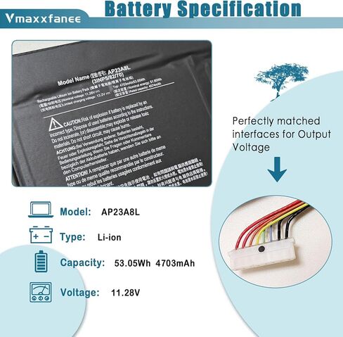 AP23A8L 53.05Wh استبدال بطارية الكمبيوتر المحمول Aspire 3 A317-55P A315-24P Aspire Go 15 AG15-31P Extensa 15 EX215-23 Series Notebook 4703mAh 11.28V in Kuwait