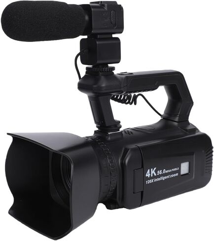 Zopsc 4K Video Camera Camcorder, 4 Inch Touch Screen 56MP 6X Optical Zoom 20X Digital Zoom Vlogging Camera with External Microphone, Fill Light, Remote Control for Photography in Kuwait