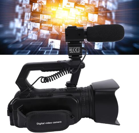 Zopsc 4K Video Camera Camcorder, 4 Inch Touch Screen 56MP 6X Optical Zoom 20X Digital Zoom Vlogging Camera with External Microphone, Fill Light, Remote Control for Photography in Kuwait