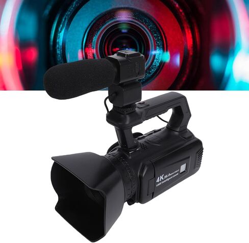 Zopsc 4K Video Camera Camcorder, 4 Inch Touch Screen 56MP 6X Optical Zoom 20X Digital Zoom Vlogging Camera with External Microphone, Fill Light, Remote Control for Photography in Kuwait