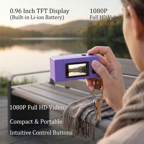Pomya Keychain Camera Retro Thumb Camera, Mini Keychain Cameras, Flip Screen 1080P Video Recorder for Travel, Party and Vlog in Kuwait