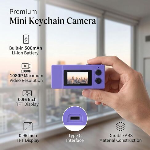 Pomya Keychain Camera Retro Thumb Camera, Mini Keychain Cameras, Flip Screen 1080P Video Recorder for Travel, Party and Vlog in Kuwait