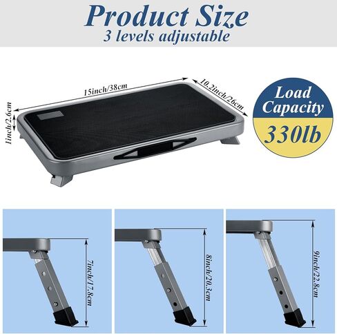 3-Level Height Adjustable Step Stool, Carbon Steel RV Step Stool Foldable for Adults, Portable Step Ladder with Carry Handle，330 lbs Capacity, Gray in Kuwait