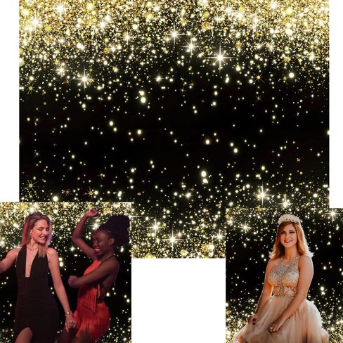 Black and Gold Backdrop for Photography 10x8ft Fabric Gold Glitters Backdrops Black Golden Shining Backdrops for Birthday,Graduation,Wedding,Prom,New Year,Retirement Party Decoration in Kuwait