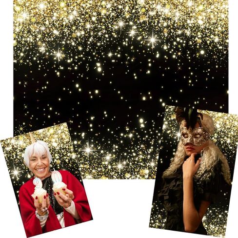 Black and Gold Backdrop for Photography 10x8ft Fabric Gold Glitters Backdrops Black Golden Shining Backdrops for Birthday,Graduation,Wedding,Prom,New Year,Retirement Party Decoration in Kuwait