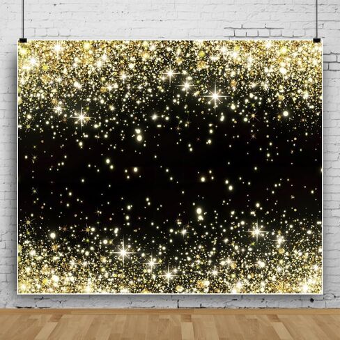 Black and Gold Backdrop for Photography 10x8ft Fabric Gold Glitters Backdrops Black Golden Shining Backdrops for Birthday,Graduation,Wedding,Prom,New Year,Retirement Party Decoration in Kuwait