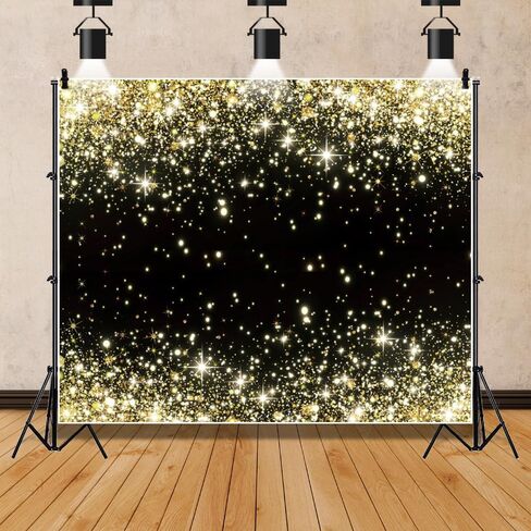 Black and Gold Backdrop for Photography 10x8ft Fabric Gold Glitters Backdrops Black Golden Shining Backdrops for Birthday,Graduation,Wedding,Prom,New Year,Retirement Party Decoration in Kuwait