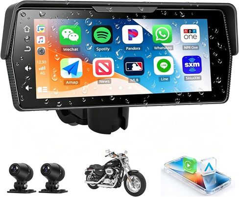 Portable Motorcycle Carplay Screen, Wireless CarPlay Android Auto GPS Navigation System, 6.86 inch IP67 Waterproof Screen Bluetooth Transmission EQ in Kuwait