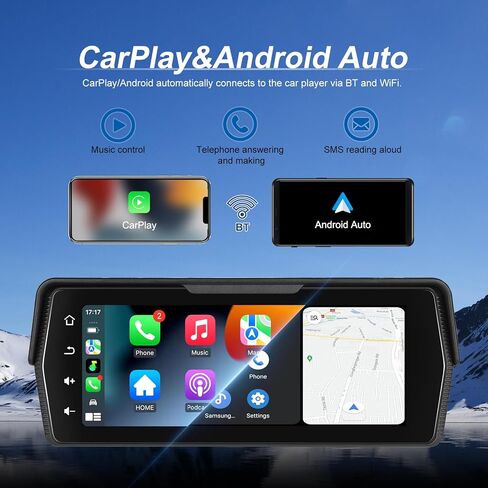 Portable Motorcycle Carplay Screen, Wireless CarPlay Android Auto GPS Navigation System, 6.86 inch IP67 Waterproof Screen Bluetooth Transmission EQ in Kuwait