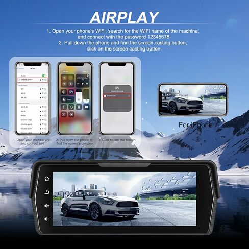 Portable Motorcycle Carplay Screen, Wireless CarPlay Android Auto GPS Navigation System, 6.86 inch IP67 Waterproof Screen Bluetooth Transmission EQ in Kuwait