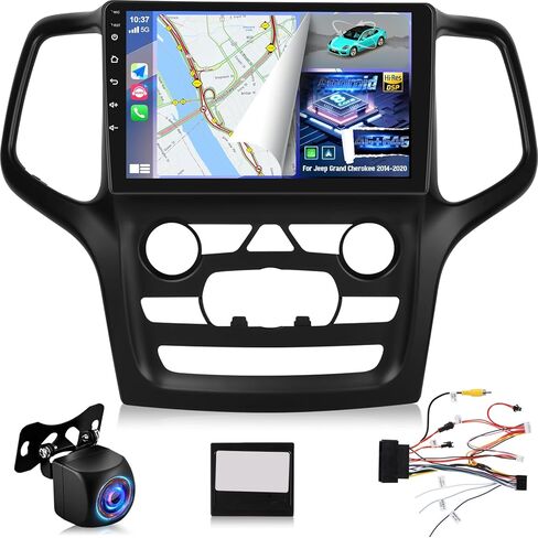 NHOPEEW [8 Core 4+64G] راديو Android 15 لسيارة Jeep Grand Cherokee 2014-2020: شاشة لمس IPS مقاس 9 بوصات ترقية Carplay Stereo - نموذج سيارة ثلاثي الأبعاد، مروحة تبريد، 5G/WiFi، DSP، تصميم واجهة مستخدم مخصص + كاميرا احتياطية AHD in Kuwait