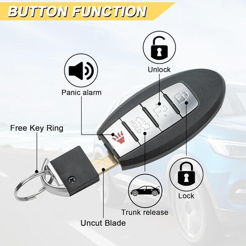 استبدال Vurkcy Key Fob لـ 2017-2020 Nissan Rogue Car التحكم عن بعد للدخول بدون مفتاح، KR5S180144106، 5 أزرار، قطعتان in Kuwait
