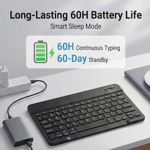 Bluetooth Keyboard for 12.9 inch iPad Pro 6/5/4/3rd Gen & 13 inch iPad Air (2025 M3, 2024 M2) - Rechargeable Slim Silent Compact Keyboard with Smart Sleep Mode, Black in Kuwait