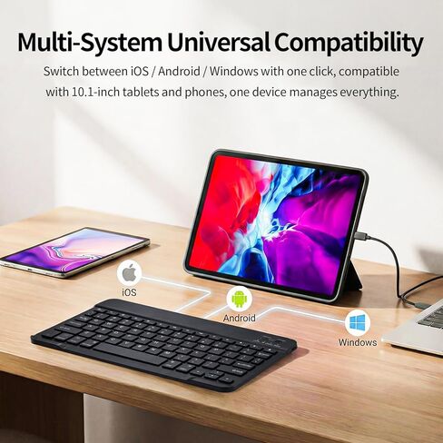 Bluetooth Keyboard for 12.9 inch iPad Pro 6/5/4/3rd Gen & 13 inch iPad Air (2025 M3, 2024 M2) - Rechargeable Slim Silent Compact Keyboard with Smart Sleep Mode, Black in Kuwait