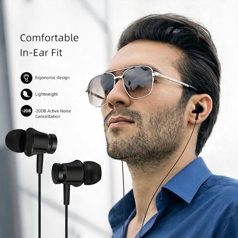 سماعات أذن سلكية بخاصية إلغاء الضوضاء النشطة، USB-C، سماعات أذن ANC، سماعات أذن بدون زمن استجابة، سماعات أذن للألعاب مقاومة للعرق والماء IPX4 سوداء - iPhone 17/16/15، Samsung S24، Steam Deck، الكمبيوتر الشخصي، الكمبيوتر المحمول in Kuwait