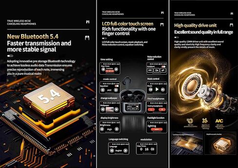 سماعات أذن لاسلكية V5.4 متوافقة مع Xiaomi 14/14T/13/13T/Mix Flip/Mix Fold3/Mi/Pro/Ultra/Lite Super ANC، شاشة رقمية، IPX8، استخدام 48 ساعة، باور بانك 300 مللي أمبير في الساعة، حافظة احتياطية لمدة 100 يوم in Kuwait