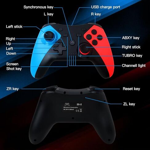 وحدة تحكم HaeKap اللاسلكية الاحترافية Gamepad Joypad Joystick Remote تدعم وحدة تحكم Nintendo Switch/OLED/Lite، زر واحد للتنبيه، وحدة تحكم بمستشعر جيروسكوبي 6 محاور in Kuwait