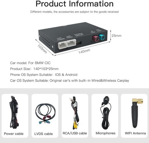 Wireless CarPlay/Android Auto Module for BMW CIC-System 1/3/5/7Series X1/X3/X5/X6/Z4 2008-2013 Support Mirrorlink and OEM Car Functions in Kuwait