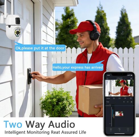 Dual Lens PTZ Security Camera, 3 Night Vision Modes (Infrared/Smart/Full Color), Motion Tracking, Full Duplex Audio, Cloud & Local Storage, Privacy Mode for Home Security in Kuwait