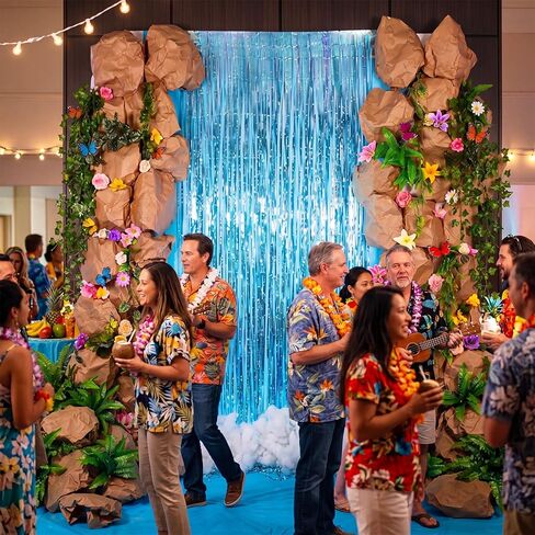 XunYee Rainforest DIY Kit for Vbs 2026 ديكور الحفلات كشك الصور الدعائم الأزرق احباط هامش الستائر زهرة اصطناعية الفراشات لVbs الأحد خلفية المدرسة لوازم الحفلات الدينية in Kuwait