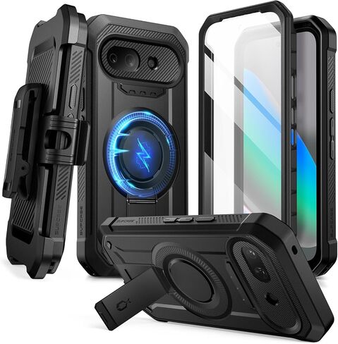 SUPCASE for Google Pixel 10A Case with Stand (UB Pro Mag), [Compatible with Wireless Charge] [Built-in Screen Protector & Belt-Clip] Protective Phone Case for Pixel 10A, Black in Kuwait