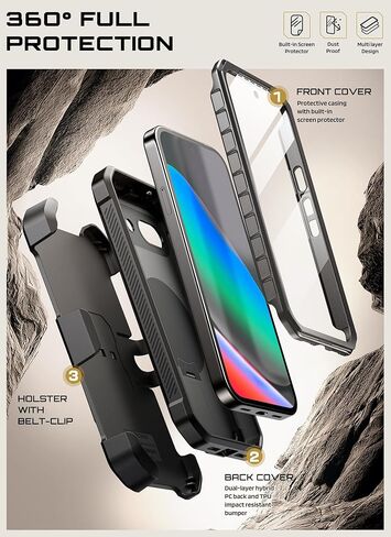 SUPCASE for Google Pixel 10A Case with Stand (UB Pro Mag), [Compatible with Wireless Charge] [Built-in Screen Protector & Belt-Clip] Protective Phone Case for Pixel 10A, Black in Kuwait