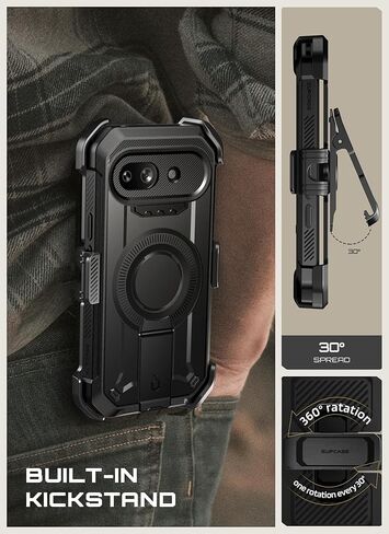 SUPCASE for Google Pixel 10A Case with Stand (UB Pro Mag), [Compatible with Wireless Charge] [Built-in Screen Protector & Belt-Clip] Protective Phone Case for Pixel 10A, Black in Kuwait