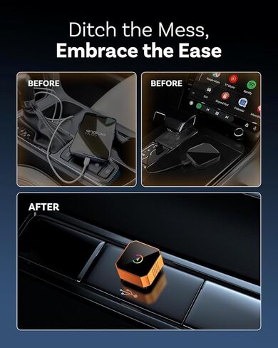 2026 Mini Wireless CarPlay Adapter Wired to Wireless Adapter for CarPlay & Android Auto Plug & Play Auto-Reconnect Zero Lag Car Play Compatible for iPhone iOS 10+ Android 11+ Cars After 2016 in Saudi Arabia