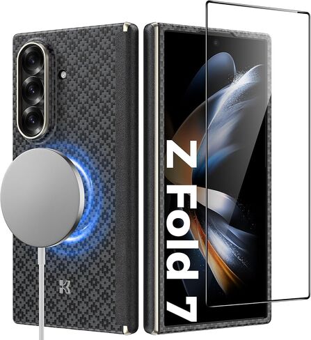 حافظة BENKS لهاتف Samsung Galaxy Z Fold 7 مع واقي شاشة، حافظة Kevlar متوافقة مع MagSafe، حافظة هاتف مغناطيسية مقاومة للصدمات لهاتف Z Fold 7، Aurora ArmorAir Grand Combo in Kuwait