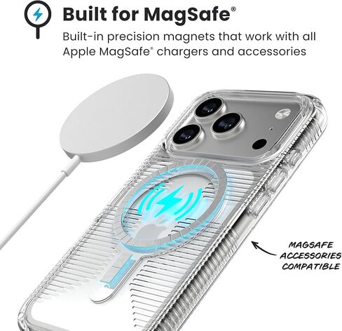 حافظة Speck GEMSHELL Grip +MS لهاتف iPhone 17 Pro - شفاف/شفاف | قبضة واقية رفيعة | الحماية من السقوط | متوافق مع ماج سيف in Kuwait