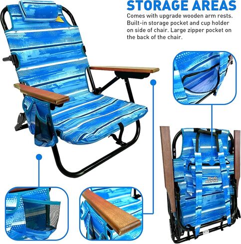 Tommy Bahama 5-Position Classic Lay Flat Folding Backpack Beach Chair in Kuwait