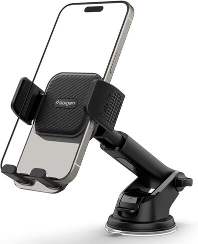 Spigen Universal Car Phone Holder, Dashboard Windshield Mount with 360 Rotating Head, Telescopic Arm, One-Hand Operation for iPhone 17/16/15, Samsung Galaxy S26/S25, Google Pixel 10, and More in Kuwait