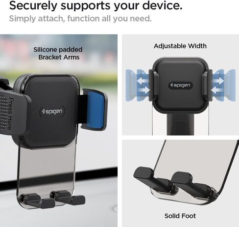 Spigen Universal Car Phone Holder, Dashboard Windshield Mount with 360 Rotating Head, Telescopic Arm, One-Hand Operation for iPhone 17/16/15, Samsung Galaxy S26/S25, Google Pixel 10, and More in Kuwait