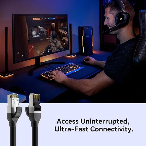 BENFEI Cat 7 Ethernet Cable 10 Feet, 10Gbps High Speed RJ45 LAN Network Cable, 100% Pure Copper & Gold Plated Connectors,for Gaming Streaming Home Office, Compatible with PS5 Xbox PC Router Modem in Kuwait