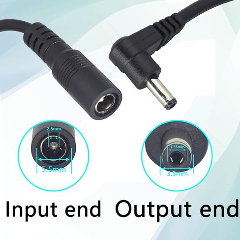 22AWG DC5525 إلى DC35135 سلك الطاقة DC 90 درجة الزاوية اليمنى 3.5 مم × 1.35 مم قابس ذكر إلى 5.5 مم × 2.5 مم كابل طاقة أنثى لإضاءة الشريط والشاشات وما إلى ذلك. [0.15 متر/5.9 بوصة] in Kuwait